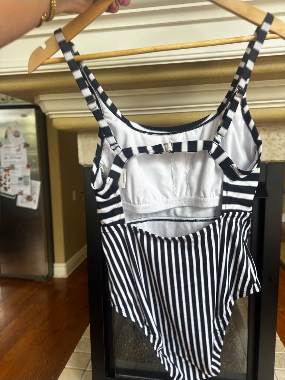 Eco Beach Black and White Stripe Classic One Piece‎ Swim Suite Small - Picture 3 of 3